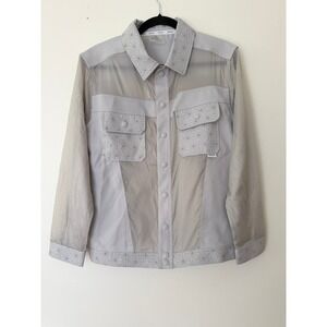 Disney EPCOT Mens Grey Geometric Mesh Utility Jacket Spaceship Earth Small